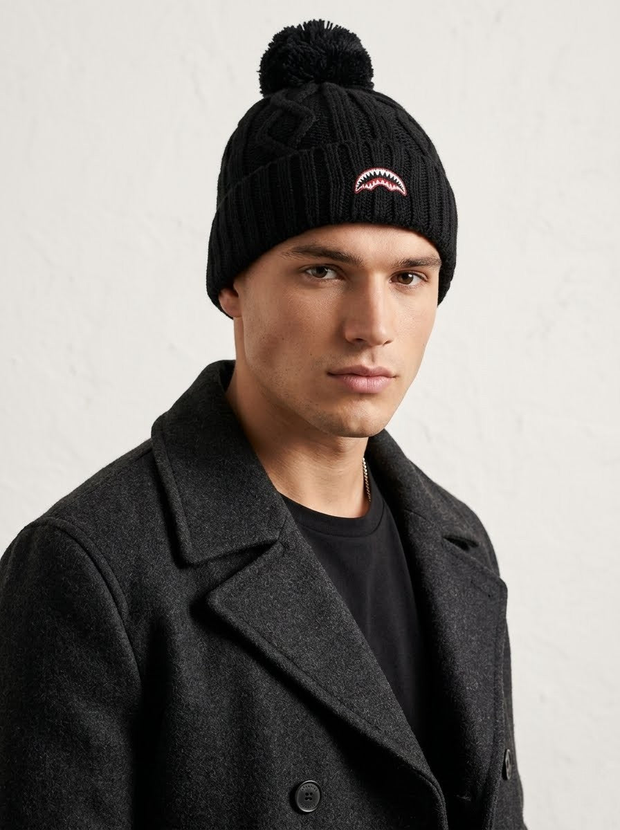 GORRO BLACK KNIT PUFF